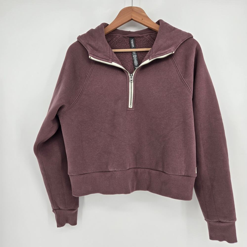 Vuori Restore Half Zip Hoodie – Women’s S Fleece Lined Mauve